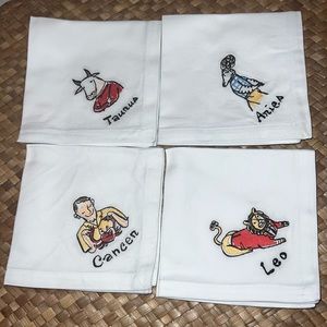 WHATS YOUR SIGN? POTTERY BARN SET of 12  COCKTAIL NAPKINS!